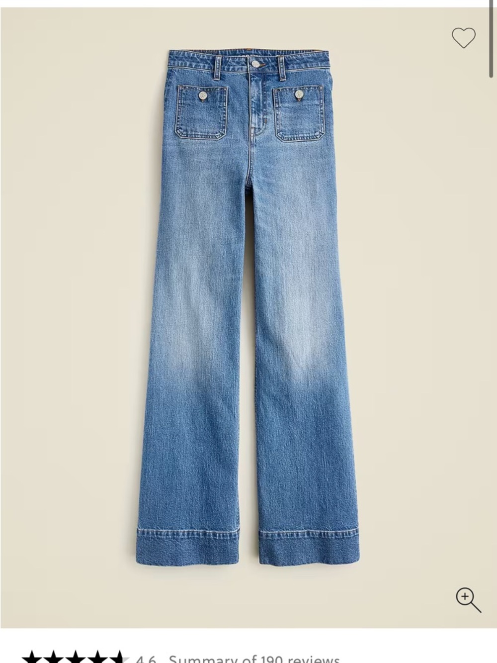 JCrew high rise sailor denim trouser. Size 24. NWOT.